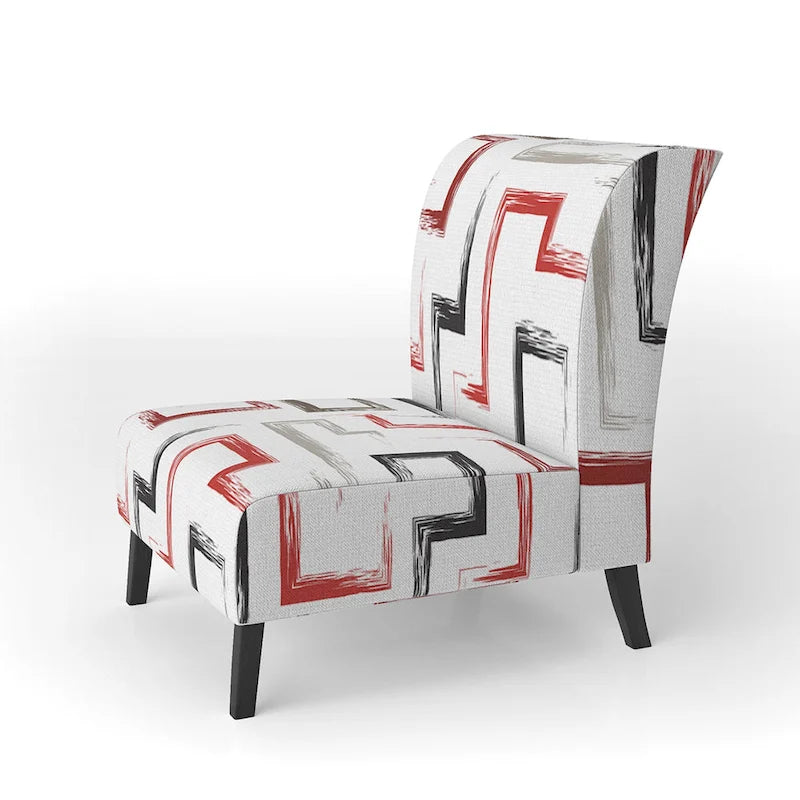Fauteuil d'appoint et fauteuil rembourrés à motifs géométriques tendance multicolores de Designart