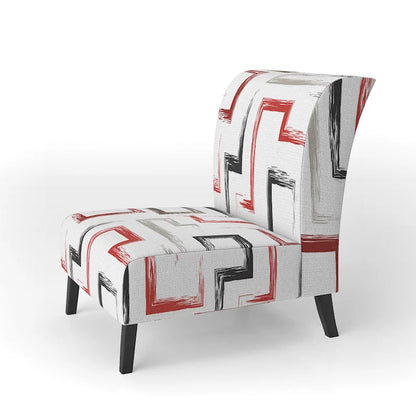 Fauteuil d'appoint et fauteuil rembourrés à motifs géométriques tendance multicolores de Designart