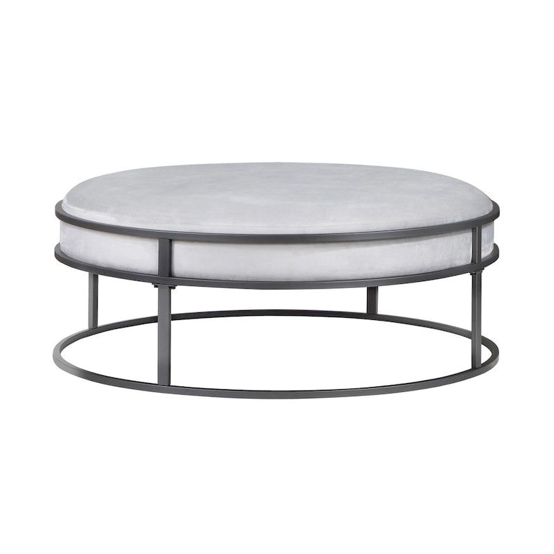 Pouf rond contemporain Chista en tissu avec coussin, par Furniture of America