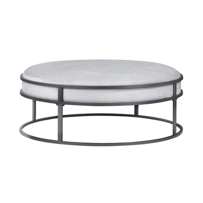 Pouf rond contemporain Chista en tissu avec coussin, par Furniture of America