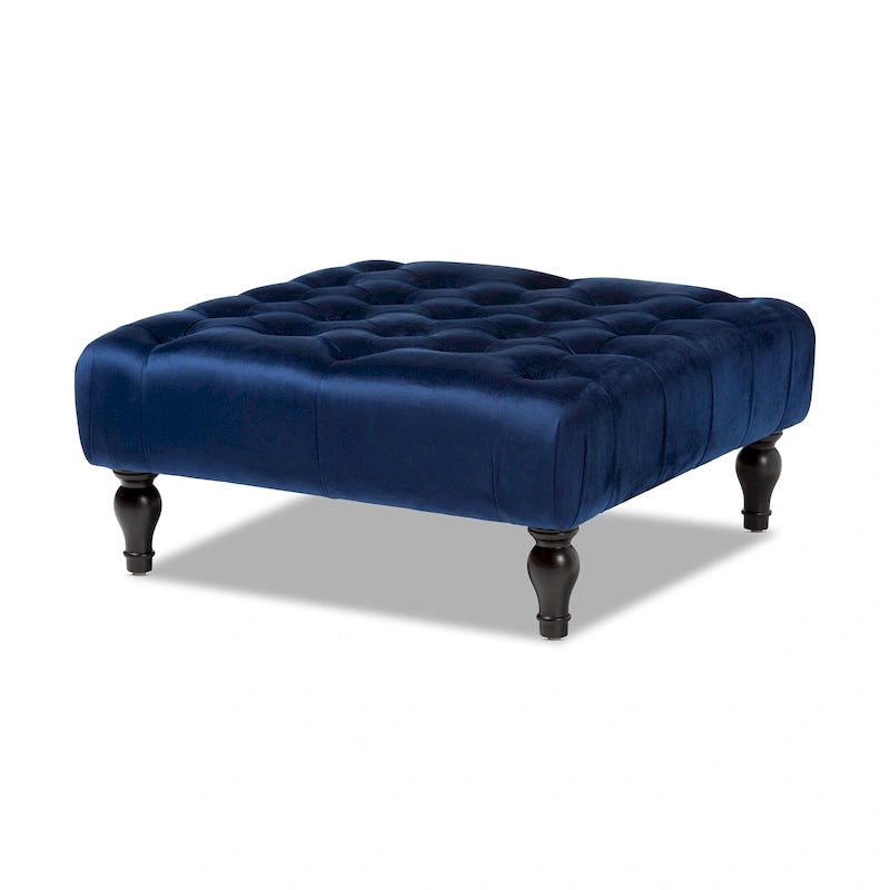 Pouf cocktail en velours transitionnel
