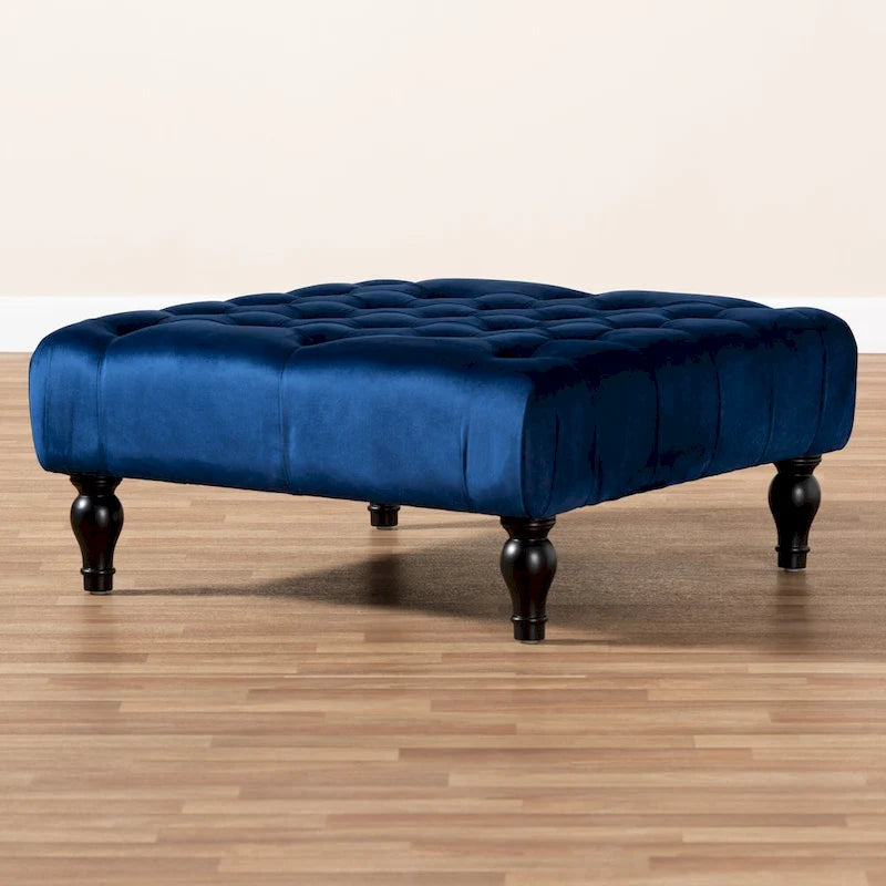 Pouf cocktail en velours transitionnel