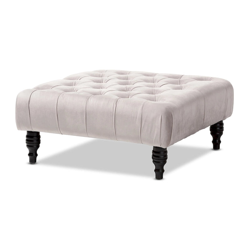 Pouf cocktail en velours transitionnel