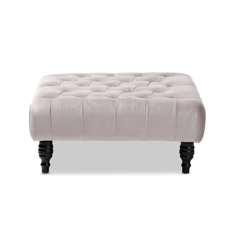 Pouf cocktail en velours transitionnel