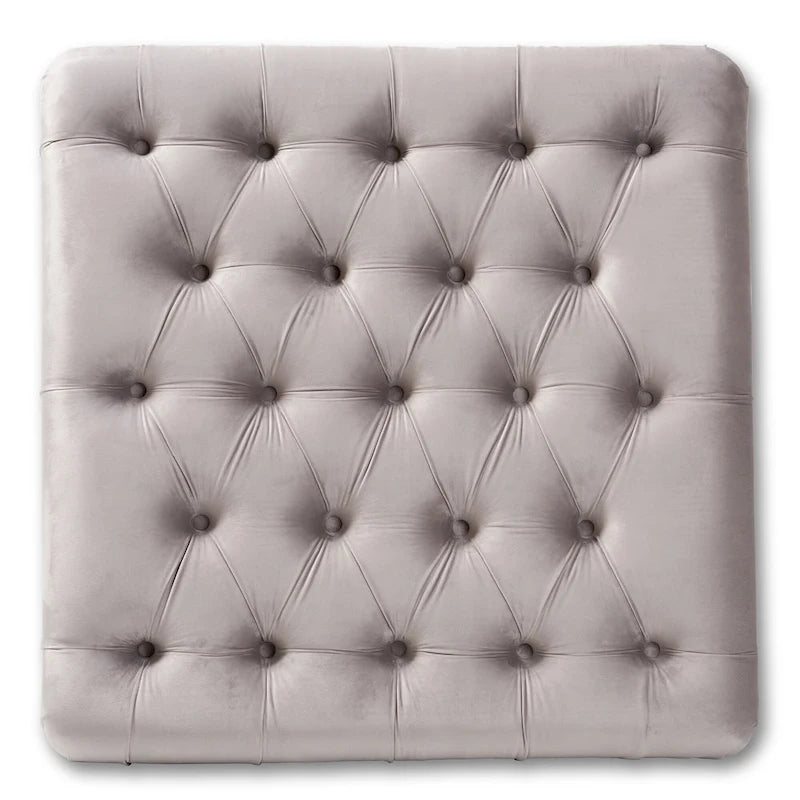 Pouf cocktail en velours transitionnel