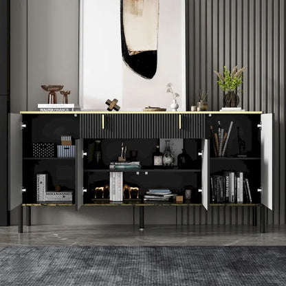 Buffet de cuisine Timechee à 4 portes et 2 tiroirs supérieurs, meuble de rangement d'appoint
