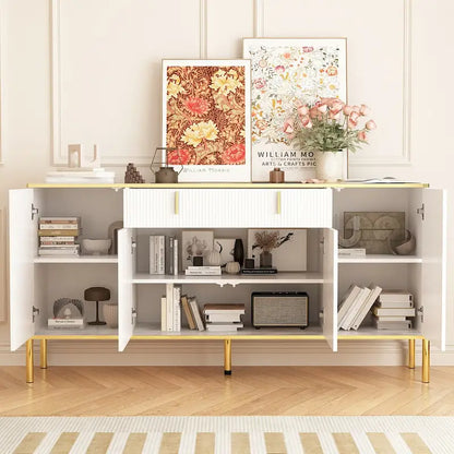 Buffet de cuisine Timechee à 4 portes et 2 tiroirs supérieurs, meuble de rangement d'appoint
