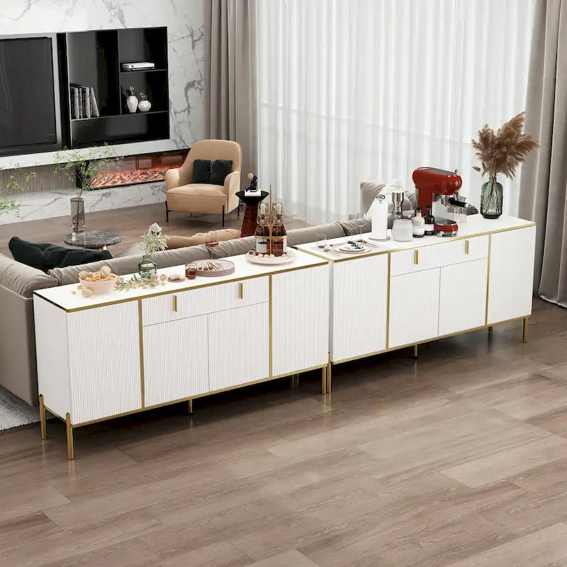 Buffet de cuisine Timechee à 4 portes et 2 tiroirs supérieurs, meuble de rangement d'appoint