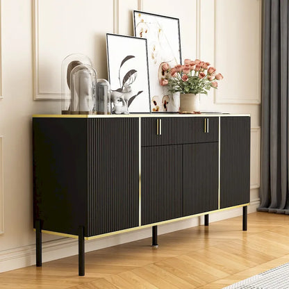 Buffet de cuisine Timechee à 4 portes et 2 tiroirs supérieurs, meuble de rangement d'appoint