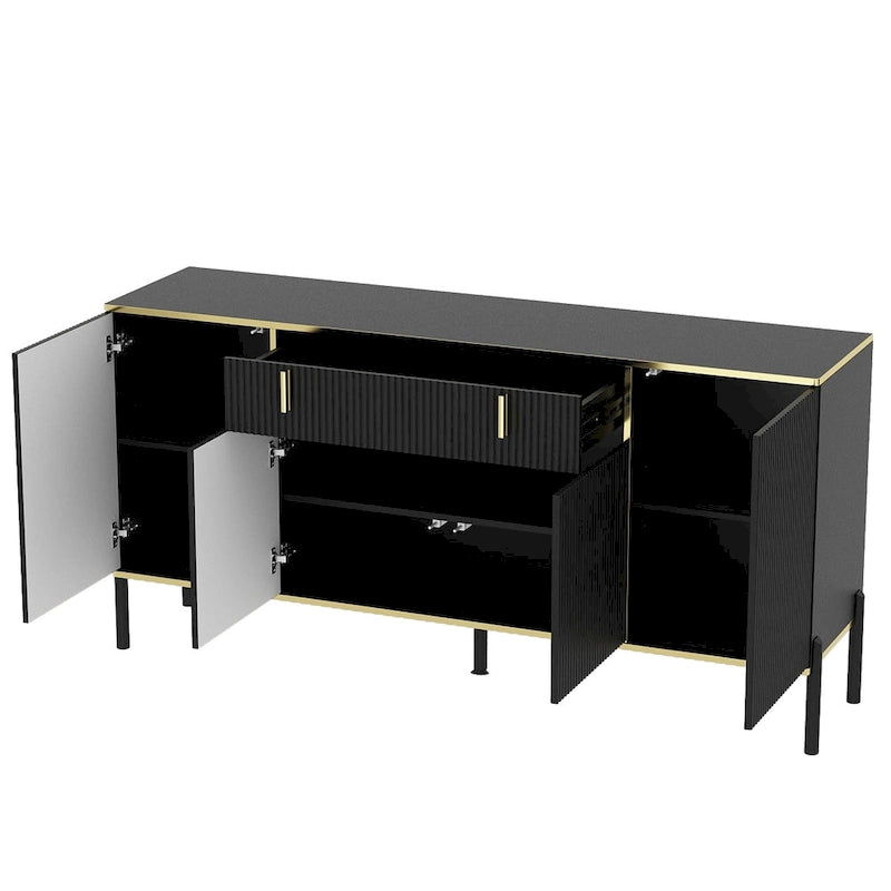 Buffet de cuisine Timechee à 4 portes et 2 tiroirs supérieurs, meuble de rangement d'appoint