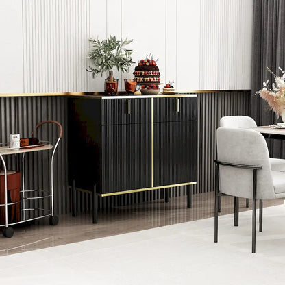 Buffet de cuisine Timechee à 4 portes et 2 tiroirs supérieurs, meuble de rangement d'appoint