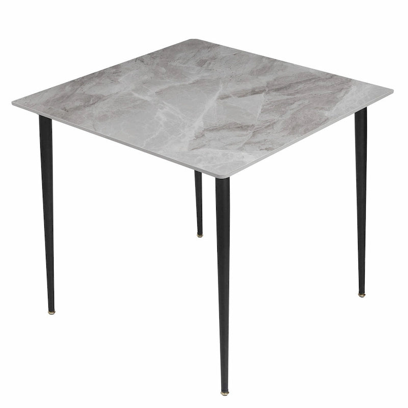Table de cuisine/salle à manger carrée 4 places, plateau en pierre frittée effet marbre moderne