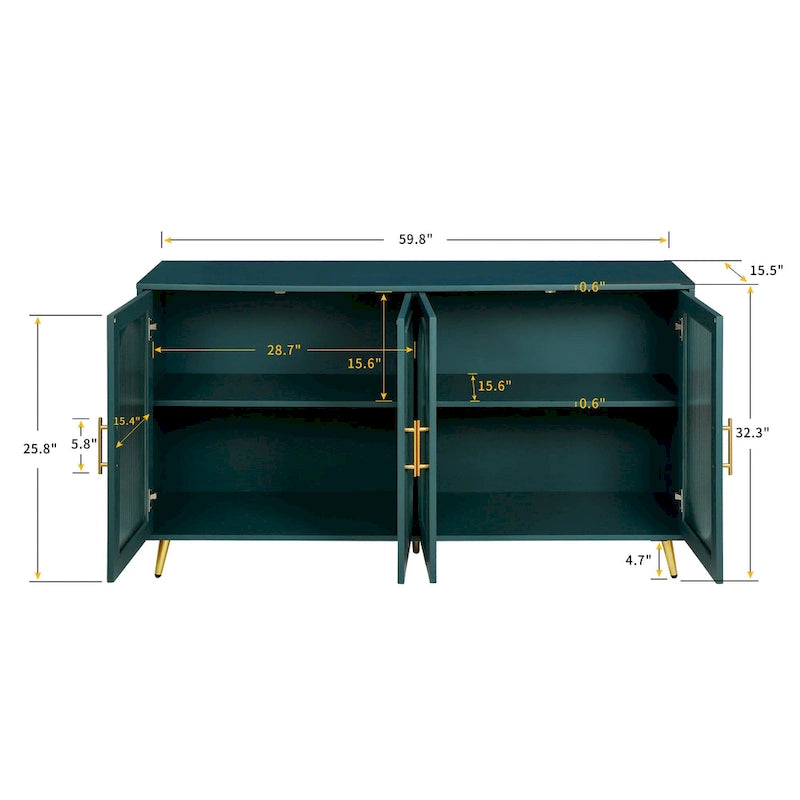 Buffet en bois avec étagères réglables