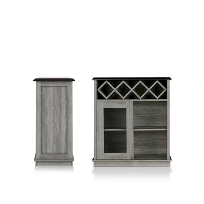 Buffet à vin DH BASIC Farmhouse à quatre étagères et quatre bouteilles, style treillis, par Denhour