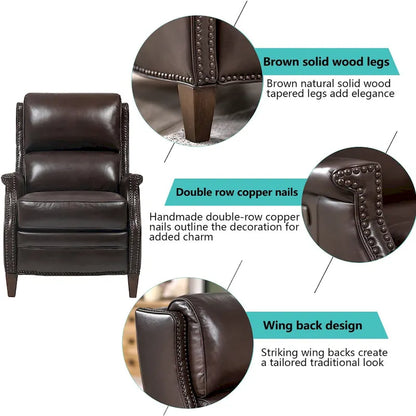 Fauteuil inclinable électrique Hekkin en cuir véritable avec appui-tête réglable et port USB - Siège de salon ultra-confortable
