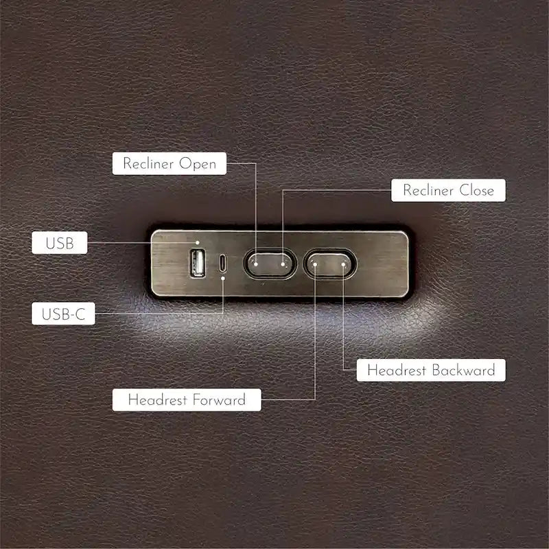 Fauteuil inclinable électrique Hekkin en cuir véritable avec appui-tête réglable et port USB - Siège de salon ultra-confortable