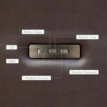 Fauteuil inclinable électrique Hekkin en cuir véritable avec appui-tête réglable et port USB - Siège de salon ultra-confortable
