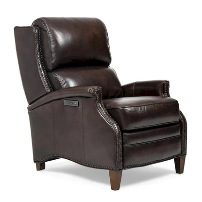 Fauteuil inclinable électrique Hekkin en cuir véritable avec appui-tête réglable et port USB - Siège de salon ultra-confortable
