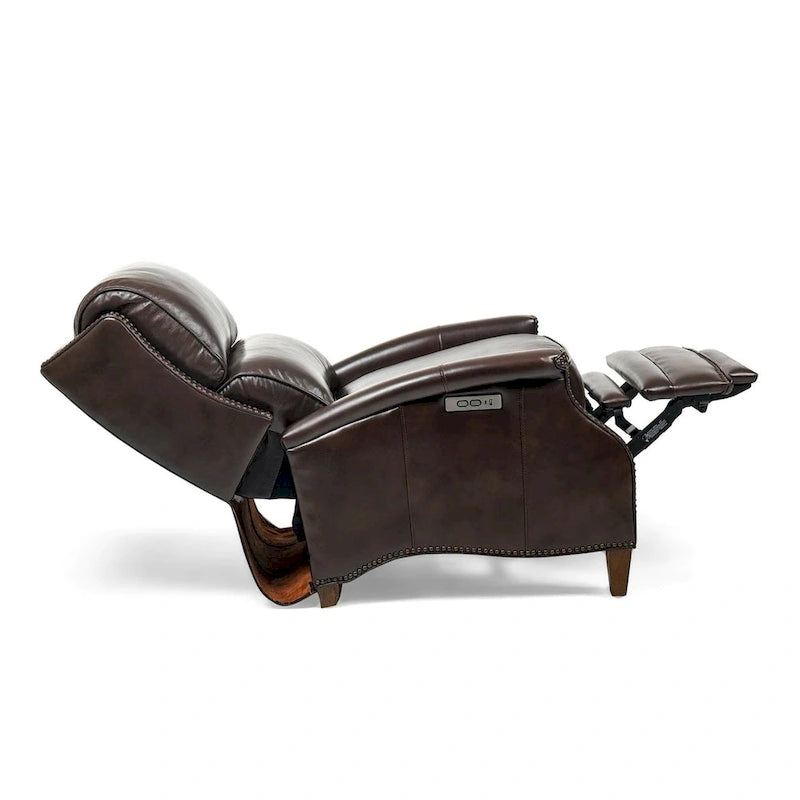 Fauteuil inclinable électrique Hekkin en cuir véritable avec appui-tête réglable et port USB - Siège de salon ultra-confortable