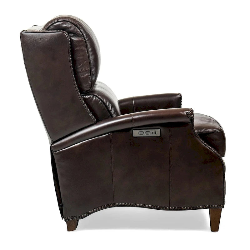 Fauteuil inclinable électrique Hekkin en cuir véritable avec appui-tête réglable et port USB - Siège de salon ultra-confortable
