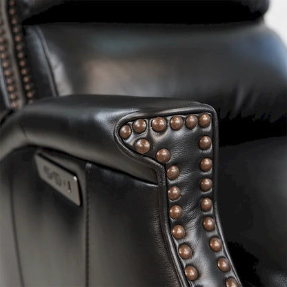 Fauteuil inclinable électrique Hekkin en cuir véritable avec appui-tête réglable et port USB - Siège de salon ultra-confortable