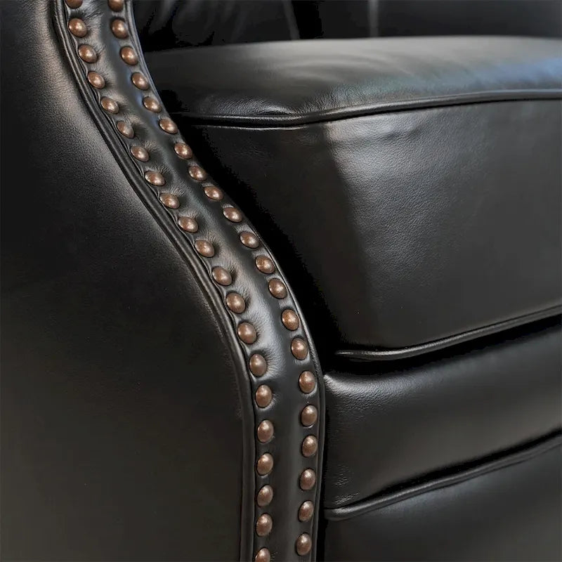 Fauteuil inclinable électrique Hekkin en cuir véritable avec appui-tête réglable et port USB - Siège de salon ultra-confortable
