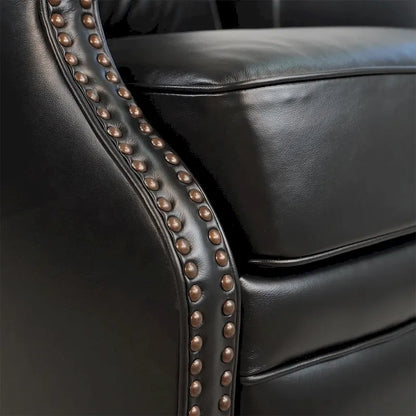 Fauteuil inclinable électrique Hekkin en cuir véritable avec appui-tête réglable et port USB - Siège de salon ultra-confortable