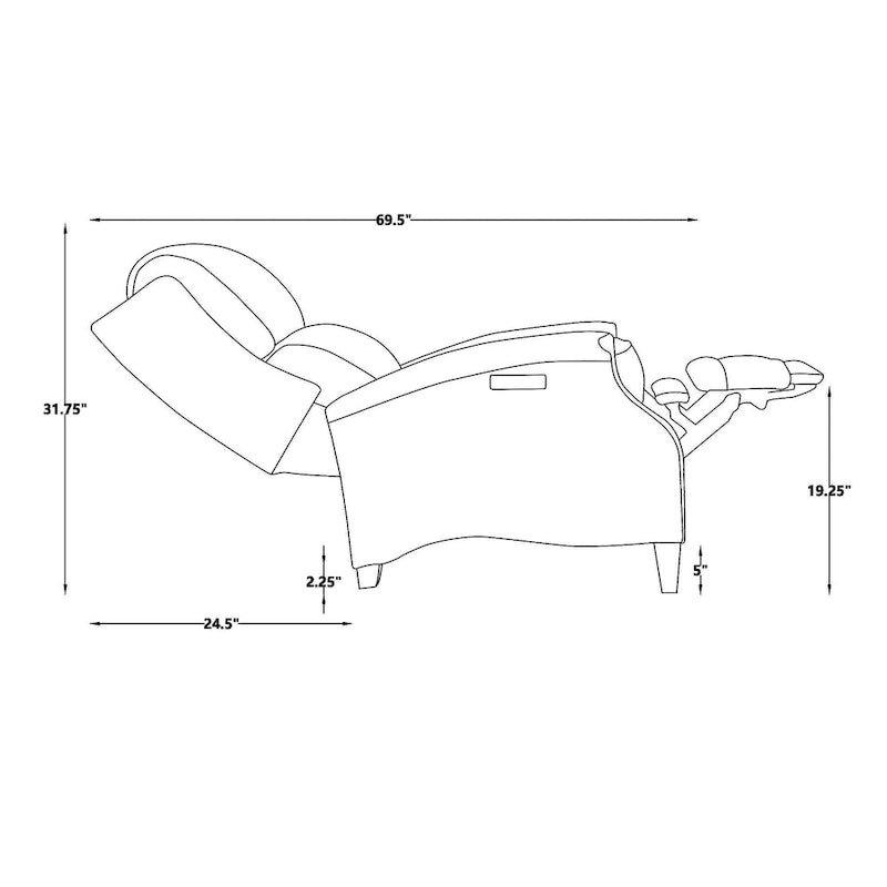 Fauteuil inclinable électrique Hekkin en cuir véritable avec appui-tête réglable et port USB - Siège de salon ultra-confortable