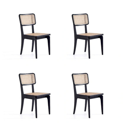 Chaise de salle à manger Manhattan Comfort Giverny en rotin noir et naturel - Lot de 2