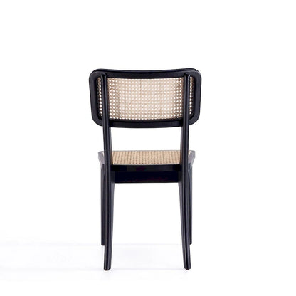 Chaise de salle à manger Manhattan Comfort Giverny en rotin noir et naturel - Lot de 2