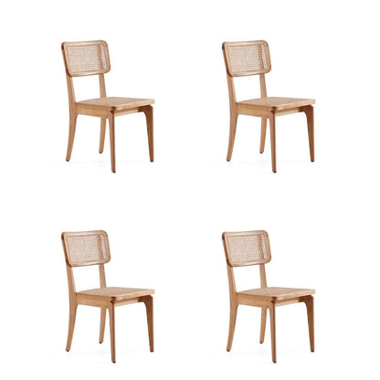 Chaise de salle à manger Manhattan Comfort Giverny en rotin noir et naturel - Lot de 2