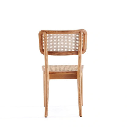 Chaise de salle à manger Manhattan Comfort Giverny en rotin noir et naturel - Lot de 2