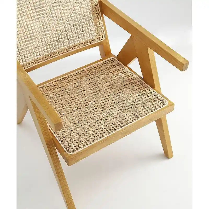 Chaise de salle à manger Manhattan Comfort Giverny en rotin noir et naturel - Lot de 2