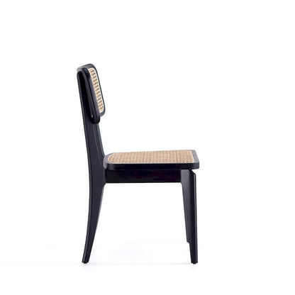 Chaise de salle à manger Manhattan Comfort Giverny en rotin noir et naturel - Lot de 2