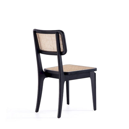 Chaise de salle à manger Manhattan Comfort Giverny en rotin noir et naturel - Lot de 2