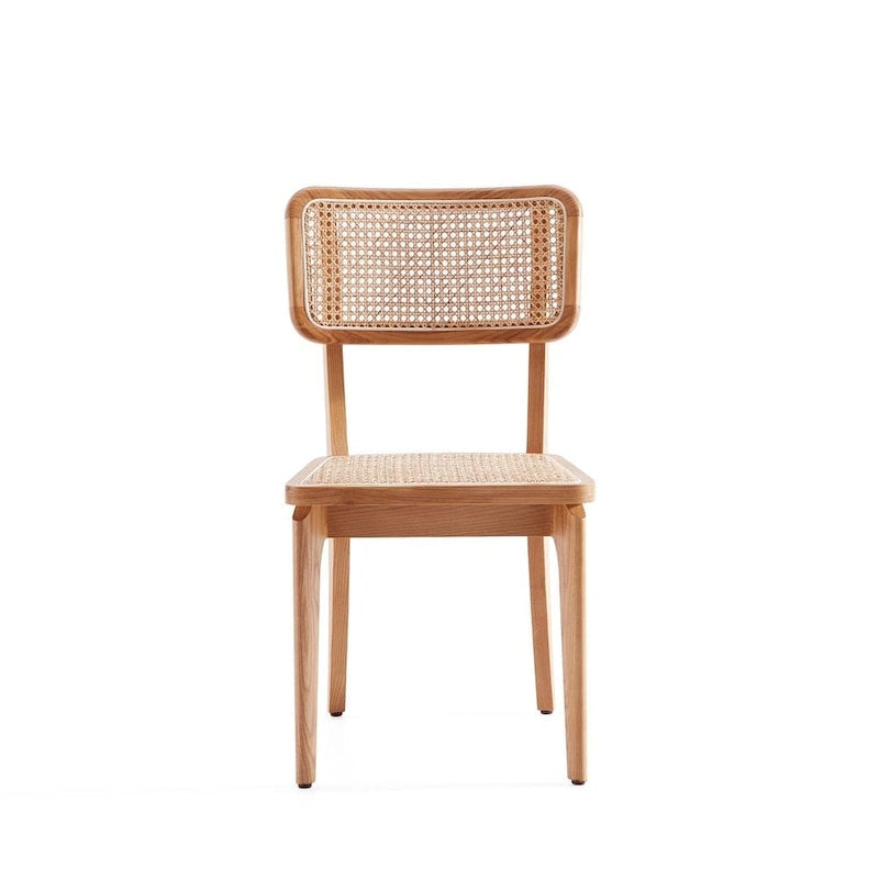 Chaise de salle à manger Manhattan Comfort Giverny en rotin noir et naturel - Lot de 2