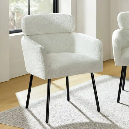 Chaise de salle à manger moderne Amos en bouclette avec pieds réglables par HULALA HOME
