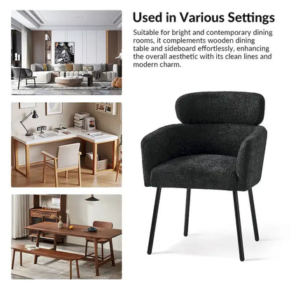 Chaise de salle à manger moderne Amos en bouclette avec pieds réglables par HULALA HOME