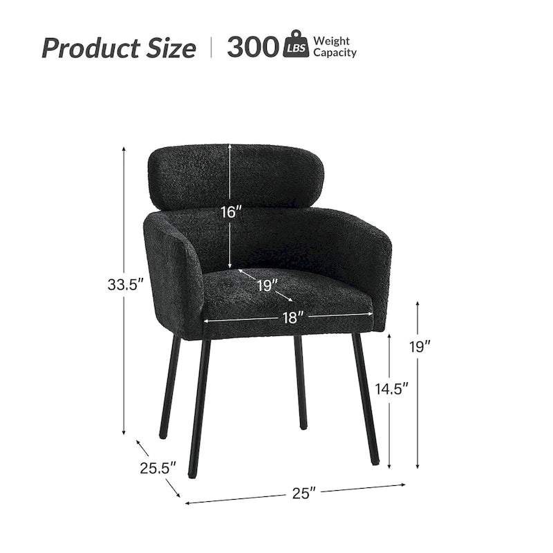 Chaise de salle à manger moderne Amos en bouclette avec pieds réglables par HULALA HOME