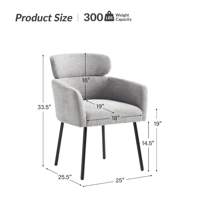 Chaise de salle à manger moderne Amos en bouclette avec pieds réglables par HULALA HOME
