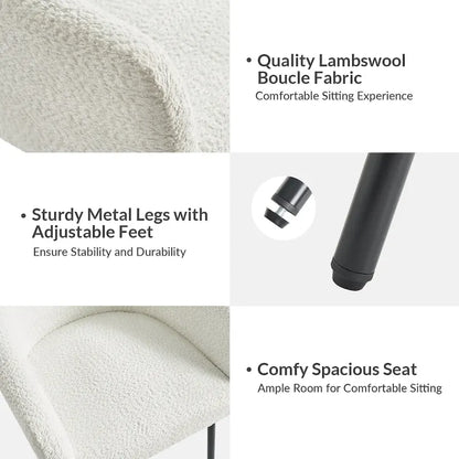 Chaise de salle à manger moderne Amos en bouclette avec pieds réglables par HULALA HOME