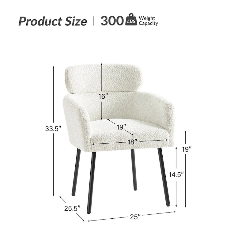 Chaise de salle à manger moderne Amos en bouclette avec pieds réglables par HULALA HOME