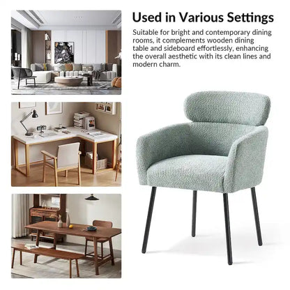 Chaise de salle à manger moderne Amos en bouclette avec pieds réglables par HULALA HOME