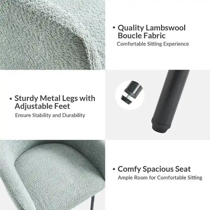 Chaise de salle à manger moderne Amos en bouclette avec pieds réglables par HULALA HOME