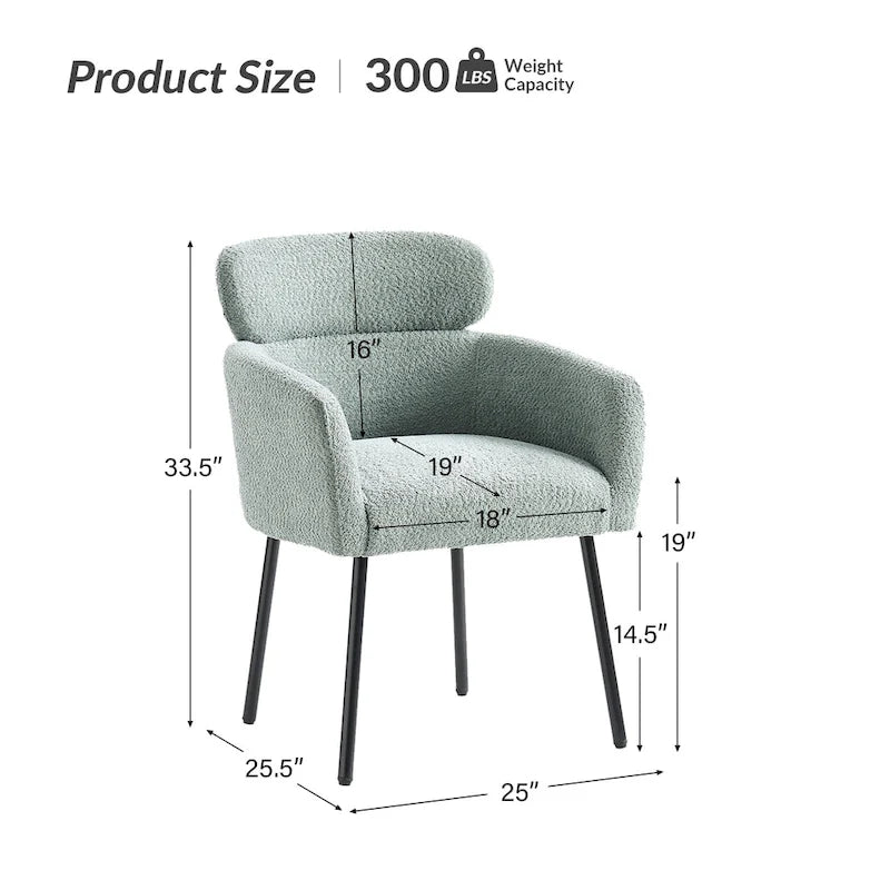 Chaise de salle à manger moderne Amos en bouclette avec pieds réglables par HULALA HOME