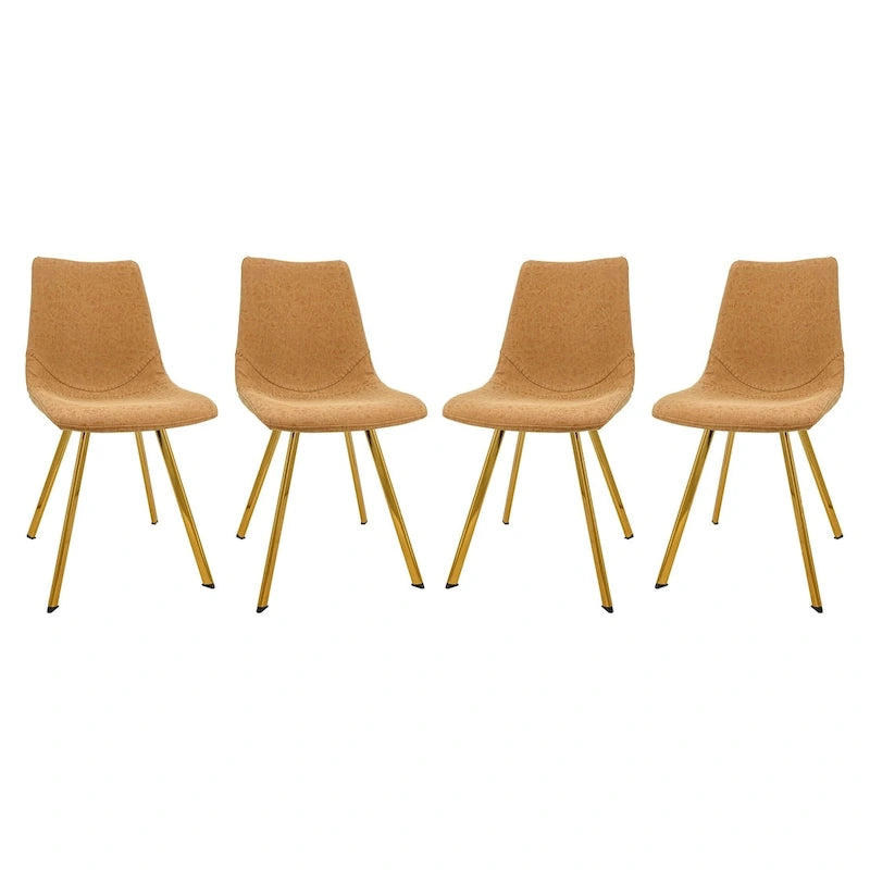 Ensemble de 4 chaises de salle à manger Markley en cuir avec pieds en métal doré, chaise d'appoint moderne