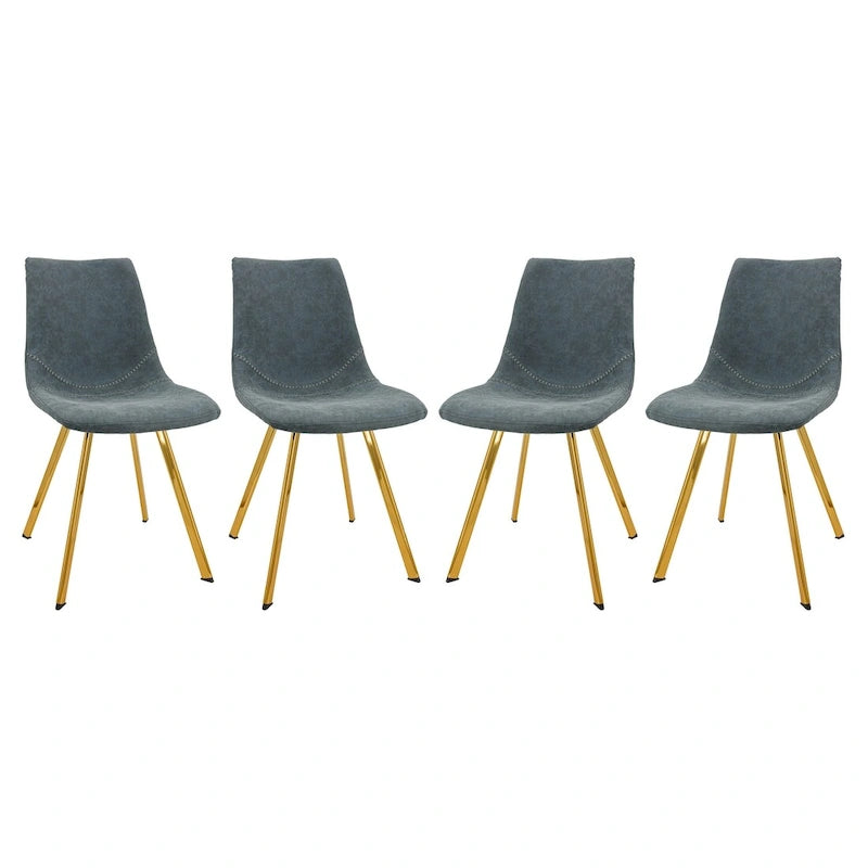 Ensemble de 4 chaises de salle à manger Markley en cuir avec pieds en métal doré, chaise d'appoint moderne