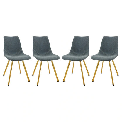 Ensemble de 4 chaises de salle à manger Markley en cuir avec pieds en métal doré, chaise d'appoint moderne