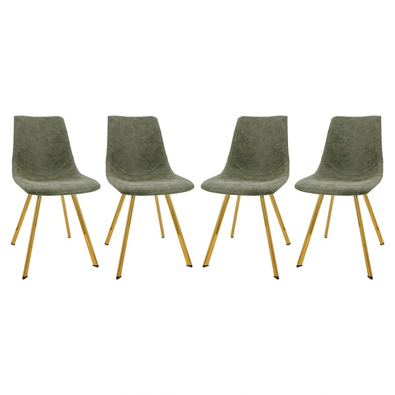 Ensemble de 4 chaises de salle à manger Markley en cuir avec pieds en métal doré, chaise d'appoint moderne