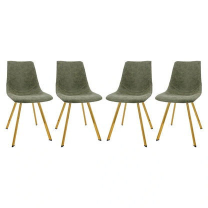 Ensemble de 4 chaises de salle à manger Markley en cuir avec pieds en métal doré, chaise d'appoint moderne